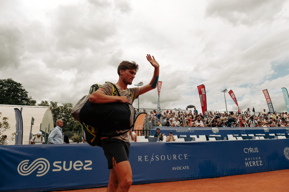 Raphaël Collignon à l'Open Sopra Steria 2024. 
Le Blege atteindra les demi-finales du tournoi. 